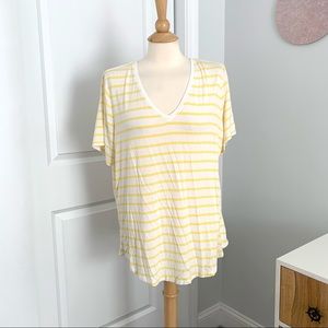 No Tag - Yellow Striped Slub Short Sleeve Tee, Super Soft Oversized Look